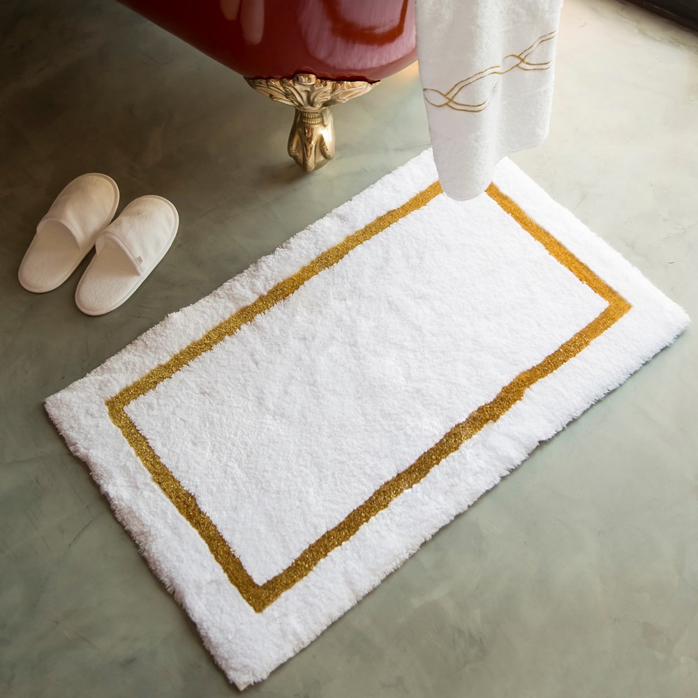 Luxury Karat Bordered Bath Mat by Designer Abyss & Habidecor